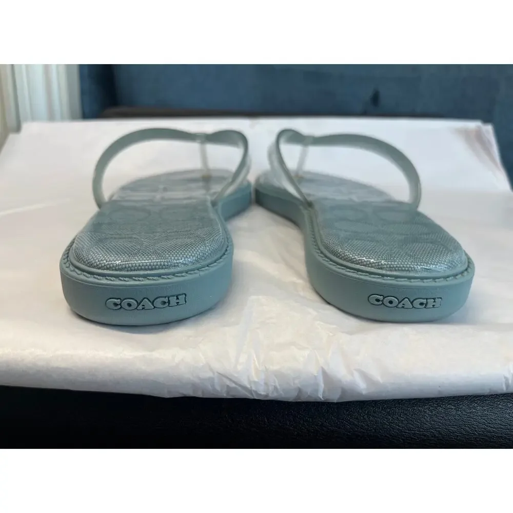 Coach Women’s 10 B Sea mist Jelly Flip flop bechy/vacation Resort wear summer